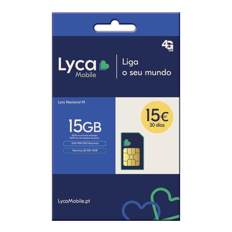 CARTÃO SIM LYCAMOBILE 15EUR